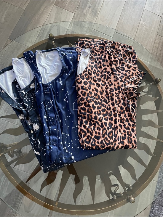 Ekouaer Other - Women’s Three-Pack Pajama Tops - Navy Star & Leopard Print